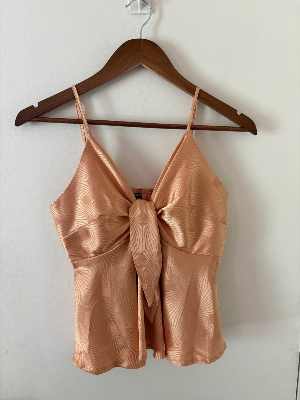 Peach Satin Tie-Front Camisole